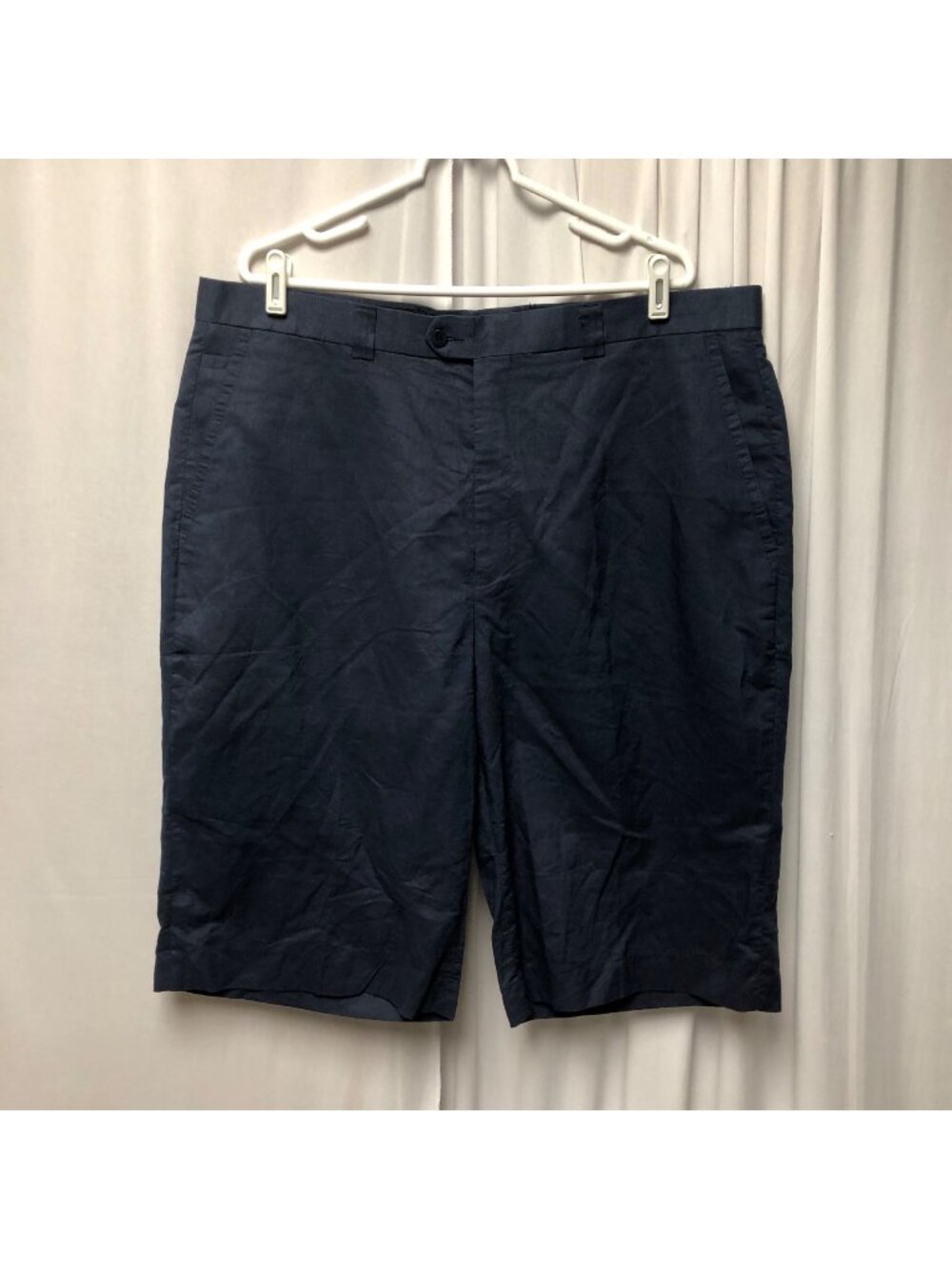 Stacy Adams Navy Blue Shorts Mens Size 42W Linen Cotton Blend Bermuda NEW